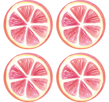 Geek coasters outlined pink citrus slices - TenStickers