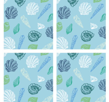 Seashell patterns motif coasters - TenStickers