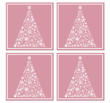 Festive tree on pink xmas coasters - TenStickers