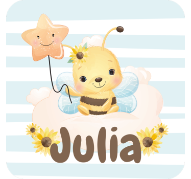 Personalizable coasters cute bee with star - TenStickers