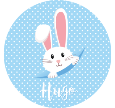 Cute bunny for boy with name personalised beer mats - TenStickers