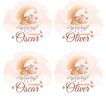 Personalizable coasters cute bear bedtime theme - TenStickers