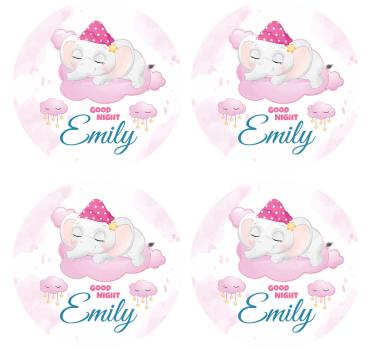 Personalizable coasters sleepy elephant design - TenStickers