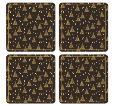 Elegant golden christmas trees xmas coasters - TenStickers