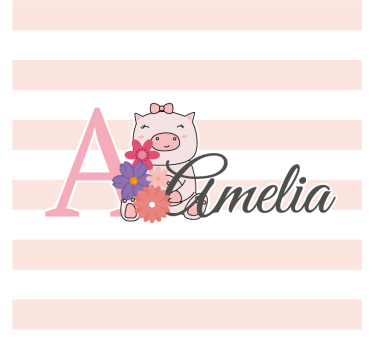 Personalizable coasters playful piglet with flowers - TenStickers