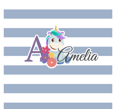 Personalizable coasters unicorn and floral initial - TenStickers