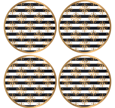 Christmas coasters striped snowflake design - TenStickers