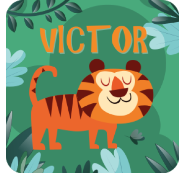Personalizable coasters cheerful tiger illustration - TenStickers