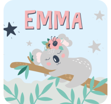 Personalizable coasters with cute koala illustration - TenStickers