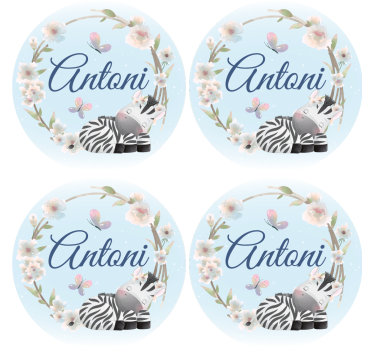 Personalizable coasters personalized zebra illustration - TenStickers