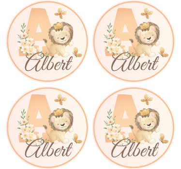 Personalizable coasters whimsical lion design - TenStickers