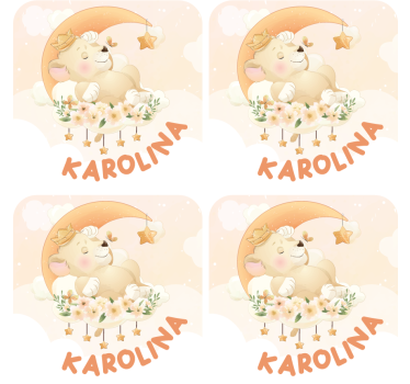 Personalizable coasters sleeping bear with stars - TenStickers