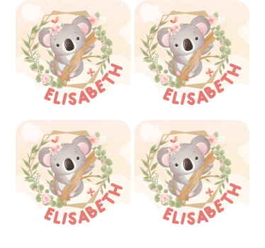 Personalizable coasters cute koala with flowers - TenStickers
