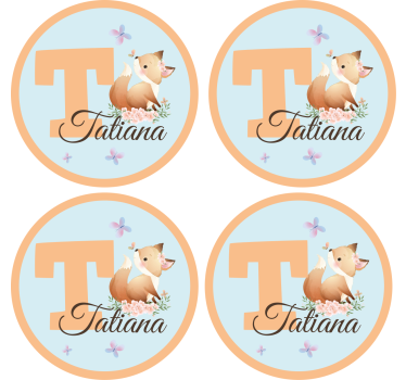 Personalizable coasters whimsical fox design - TenStickers