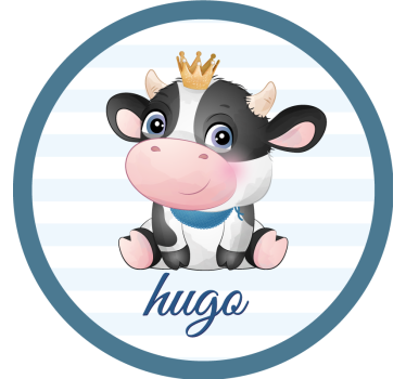 Cute cow for boy with name personalised beer mats - TenStickers