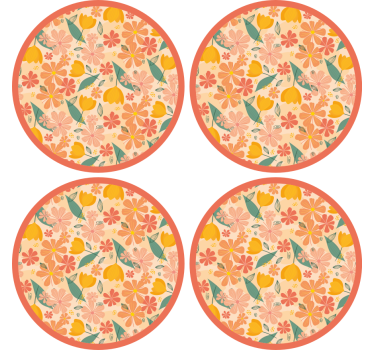 Floral patterned round surface coasters - TenStickers