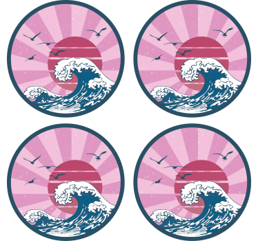 Geek coasters retro ocean waves design - TenStickers
