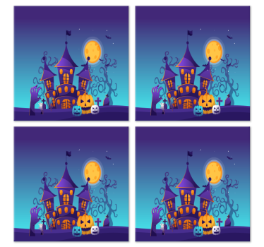 Spooky graveyard with bats and pumpkins halloween coaster - TenStickers