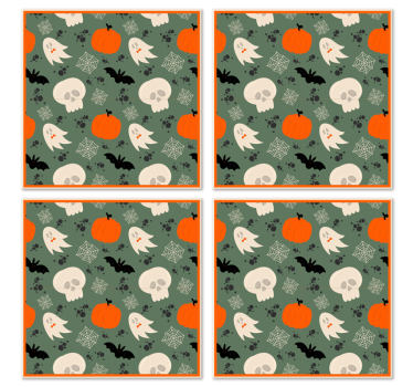 Pumpkins, ghosts and spiders pattern halloween coaster - TenStickers
