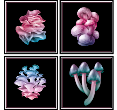 Set of magic mushrooms modern drink coaster - TenStickers