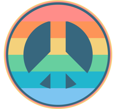 Pastel rainbow peace symbol retro coasters - TenStickers