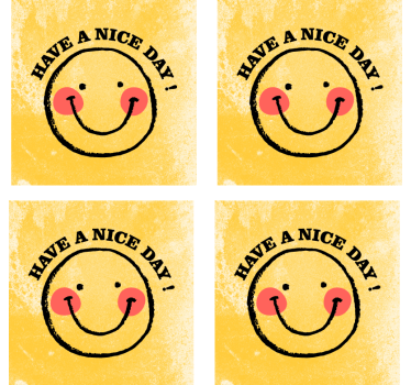Text coasters cheerful smiley with greeting - TenStickers