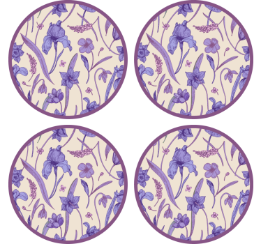 Coasters floral purple pattern - TenStickers