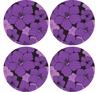 Coasters with vibrant purple floral pattern - TenStickers