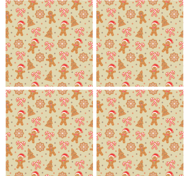 Gingerbread Santa Claus pattern xmas coasters - TenStickers