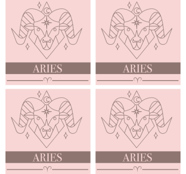 Personalizable coasters aries zodiac symbol - TenStickers