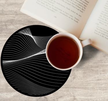 3d abstract black wave modern drink coaster - TenStickers