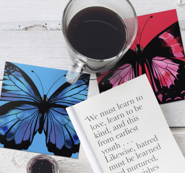 Beautiful and Colorful butterfly coaster set - TenStickers