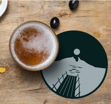 Beer mats sunset over water - TenStickers