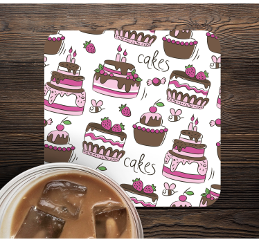 Birthday cake pattern modern drink coaster - TenStickers