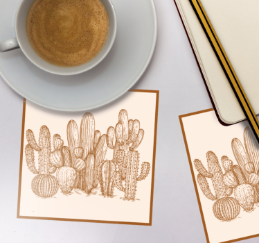 Cactus variety illustration coasters - TenStickers