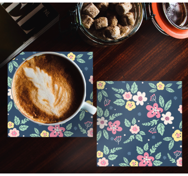 Cartoon flowers modern drink coaster - TenStickers