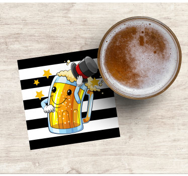 Cheerful beer mug mascot beer mats - TenStickers