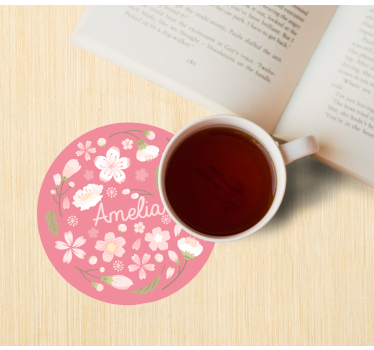 Cherry blossoms with name personalised beer mats - TenStickers
