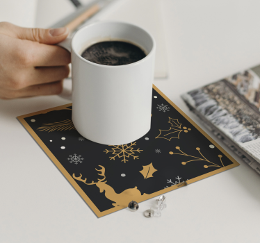 Christmas coasters gold reindeer and snowflakes - TenStickers