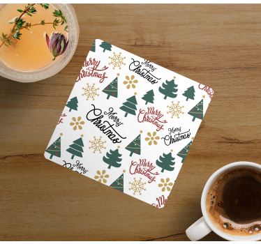 Christmas coasters merry christmas trees - TenStickers