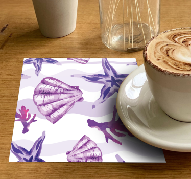 Coastal shell patterns coasters - TenStickers