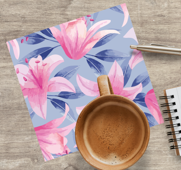 Coasters floral pattern with pink lilies - TenStickers