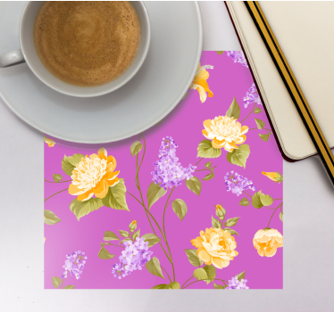 Coasters floral print with yellow roses - TenStickers