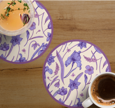 Coasters floral purple pattern - TenStickers