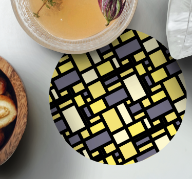 Coasters geometric yellow and gray design - TenStickers