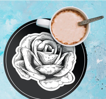 Coasters intricate black rose - TenStickers