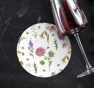 Coasters with floral patterned accents - TenStickers