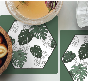 Coasters with hexagonal leaf design - TenStickers
