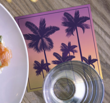 Coasters with silhouetted palm trees design - TenStickers