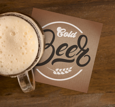 Beige cold beer coaster - TenStickers